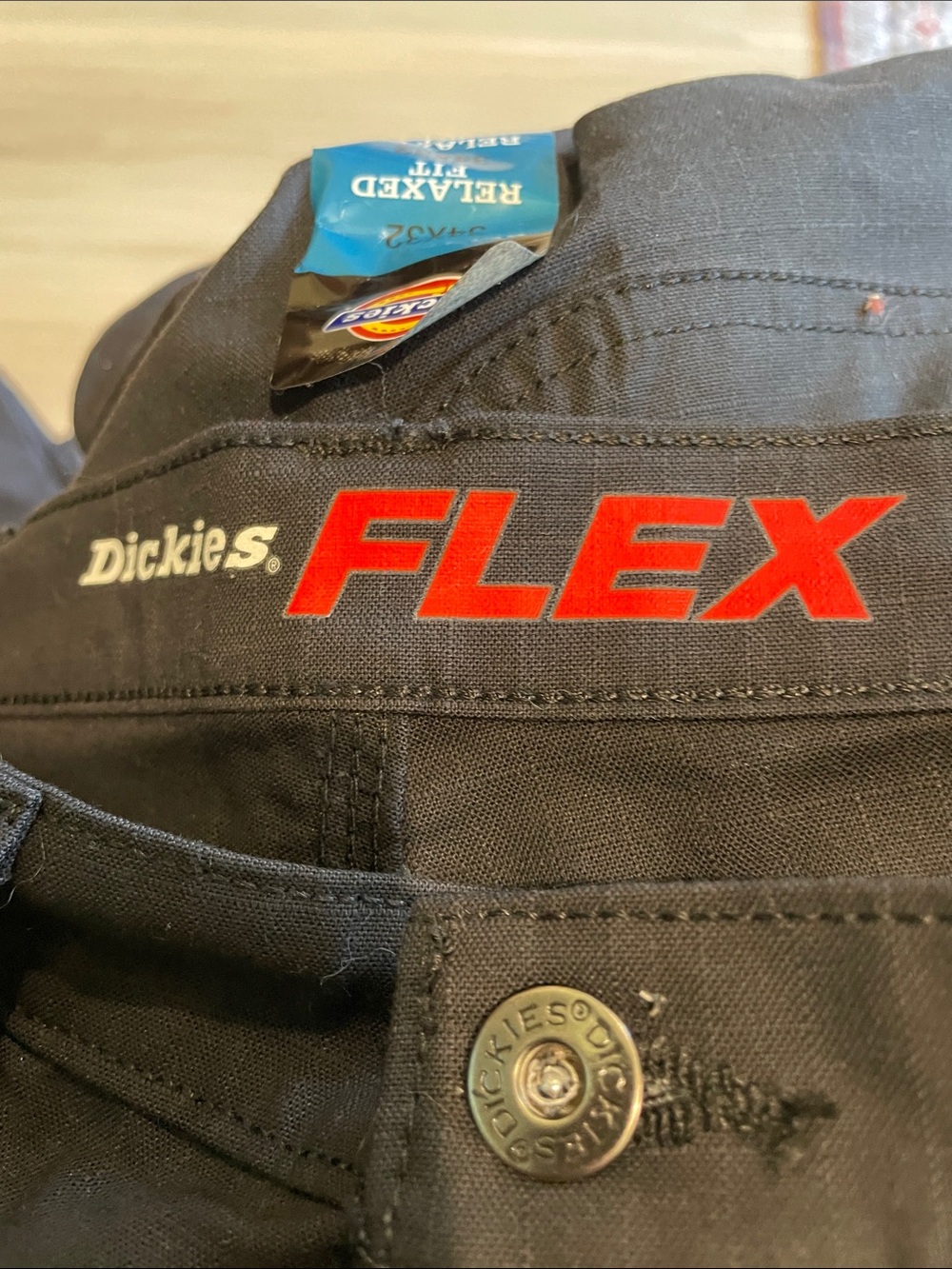Dickies Black Work Pants with Red FLEX Logo